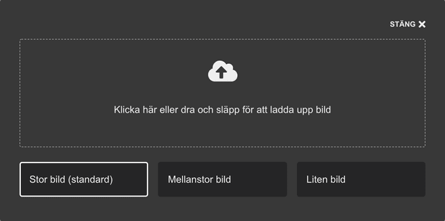 Dialog för att ladda upp bilder